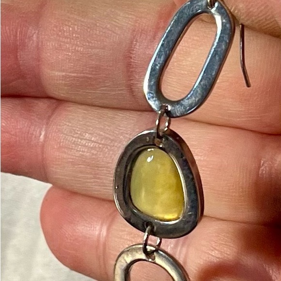 Pair cream and bright chrome drop earrings Lia Sophia - Picture 3 of 4